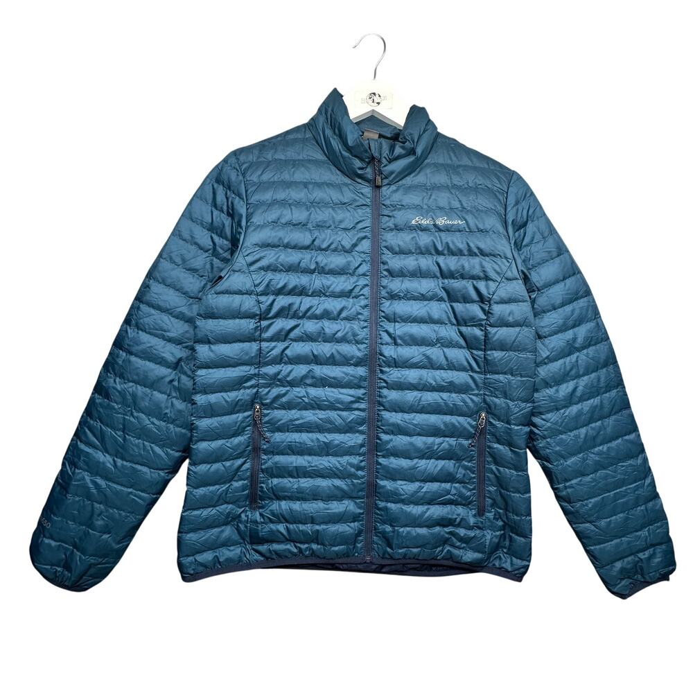 Eddie Bauer Microlight EB650 Down Fill Jacket Womens Small Teal Blue Puffer